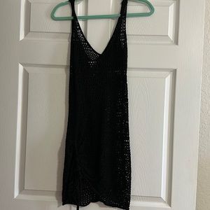 Black crochet swim coverup